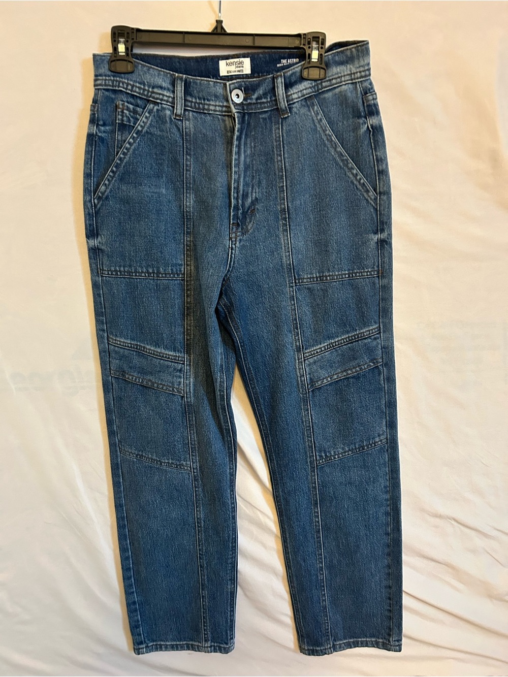Kensie Women's Straight Leg Paneled Jeans in Dark Blue Denim